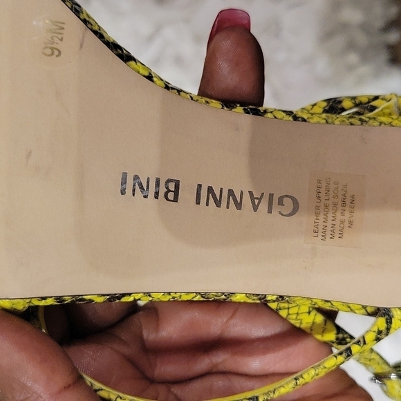 Gianni bini neveena yellow Reptile snake skin Strappy sandals - Picture 7 of 10